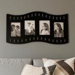 Mavi Trend Duvar Fotoğraf Çerçevesi Film Rulo Desenli Fotoğraf Çerçeve Ahşap 4 Fotoğraf Kapasiteli Pano Siyah