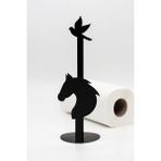 Mavi Trend Metal Kağıt Havluluk Siyah Dik Havlu Peçetelik Standart ve Büyük Boy Rulo Uyumlu At ve Kuş Desenli
