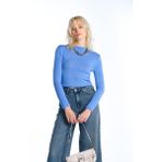 Mavi Triko Crop Kazak - S