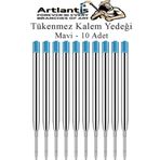 Mavi Tükenmez Kalem Yedeği 10 Adet Tükenmez Kalem İçi Yedek Mavi Metal Tükenmez Kalem İçi Okul Ofis Jel Kalem İçi