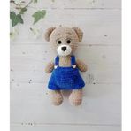 Mavi Tulumlu Sevimli Ayıcık Amigurumi Organik Oyuncak