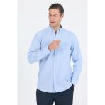 Mavi Uzun Kol Smart Düğmeli Yaka Cepli Comfort Fit %100 Pamuk Gömlek 1004250236
