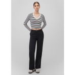Mavi Uzun Kollu Çizgili Crop Basic Tişört 1613041-85586 - Siyah - XS