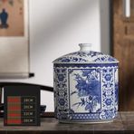 Mavi ve Beyaz Çin Porselen Vazo Geleneksel Antika Kavanoz Vazo Tabanlı Çin Tarzı Seramik Vazo Sanat Eseri El Yapımı Dekorasyon-d H28xd20cm,A-H28xD20cm,A-H28xD20cm