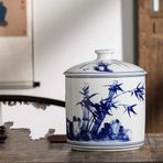Mavi ve Beyaz Çin Porselen Vazo Geleneksel Antika Kavanoz Vazo Tabanlı Çin Tarzı Seramik Vazo Sanat Eseri El Yapımı Dekorasyon-d H28xd20cm,B-H28xD20cm,B-H28xD20cm