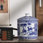 Mavi ve Beyaz Çin Porselen Vazo Geleneksel Antika Kavanoz Vazo Tabanlı Çin Tarzı Seramik Vazo Sanat Eseri El Yapımı Dekorasyon-d H28xd20cm,C-H28xD20cm,C-H28xD20cm