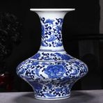 Mavi ve Beyaz Çin vazosu Çin Seramik vazosu Antika Seramik Çin vazosu Geleneksel Porselen Çiçek vazosu Modern Dekoratif Ev Orta Parçası Dekoratif, E-H25cmxW15cm,E-H25cmxW15cm