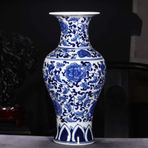 Mavi ve Beyaz Çin vazosu Çin Seramik vazosu Antika Seramik Çin vazosu Geleneksel Porselen Çiçek vazosu Modern Dekoratif Ev Orta Parçası Dekoratif,C-H27cmxW14cm,C-H27cmxW14cm