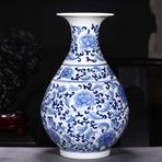 Mavi ve Beyaz Çin vazosu Çin Seramik vazosu Antika Seramik Çin vazosu Geleneksel Porselen Çiçek vazosu Modern Dekoratif Ev Orta Parçası Dekoratif,D-H17cmxW16cm,D-H17cmxW16cm