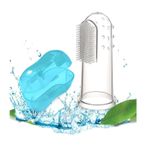 Mavi ve Şeffaf 2'li Mini Bebek Çocuk Parmak Diş Fırçası ve Saklama Kabı Seti (0-3 YAŞ)