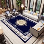 Mavi Vintage Çiçekli Parça Halı 6.7' x 9.1' Dayanıklı Kaymaz Oturma Odası Halısı Yatak Odası ve Çocuk Oyun Odası için Oryantal Tasarım 200x300 cm