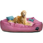 Mavi Vitrin Evcil Hayvan & Büyük Irk Large Köpek Yatağı Yıkanabilir Kumaş Pati Işlemeli 80 x 100 cm - Pembe