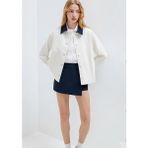 Mavi Yaka Detaylı Beyaz İnce Ceket 1211407-80194 - XS - Ekru