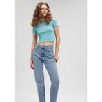 Mavi Yeşil Basic Crop Tişört 1600814-71463 - XS