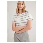 Mavi Yeşil Çizgili Crop Tişört Crop / Kısa Kesim -89333 1612260