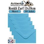 Mavi Zarf 13X18 Cm 10 Adet Mavi Mektup Zarfı Davetiye Zarfı Kartpostal Çekiliş Hediye Zarfı