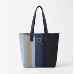 Mavicenza Kadın Denim Patchwork Omuz Çantası Özel Tasarım Çok Renkli Kot Tote Çanta