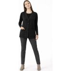 Mavimoure Kadın Anne Ince Penye Mevsimlik Cepli Önü Düğmeli Kısa Yelek ( 70 cm ) - 2XL - Siyah