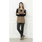 Mavimoure Kadın Anne Ince Penye Mevsimlik Cepli Önü Düğmeli Kısa Yelek ( 70 cm ) - 2XL - Vizon