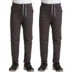 Mavimoure Unisex Çocuk Rahat Kalıp Ribana Bel Canvas Keten Okul Pantolonu 2 Adet - Füme - 9 - 10 Yaş