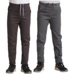 Mavimoure Unisex Çocuk Rahat Kalıp Ribana Bel Canvas Keten Okul Pantolonu 2 Adet - Füme - Gri - 8 - 9 Yaş