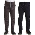Mavimoure Unisex Çocuk Rahat Kalıp Ribana Bel Canvas Keten Okul Pantolonu 2 Adet - Füme - Siyah - 11 - 12 Yaş