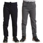 Mavimoure Unisex Çocuk Rahat Kalıp Ribana Bel Canvas Keten Okul Pantolonu 2 Adet - Gri - Siyah - 12 - 13 Yaş