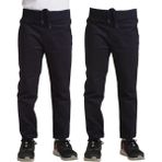 Mavimoure Unisex Çocuk Rahat Kalıp Ribana Bel Canvas Keten Okul Pantolonu 2 Adet - Lacivert - Siyah - 14 - 15 Yaş