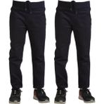 Mavimoure Unisex Çocuk Rahat Kalıp Ribana Bel Canvas Keten Okul Pantolonu 2 Adet - Siyah - 11 - 12 Yaş