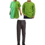 Mavimoure Unisex Çocuk Ribana Bel Keten Okul Pantolonu + Polo Yaka Kısa ve Uzun Kol T-Shirt - Füme - 9 Yaş
