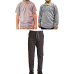 Mavimoure Unisex Çocuk Ribana Bel Keten Okul Pantolonu + Polo Yaka Kısa ve Uzun Kol T-Shirt - Füme - Gri - 15 Yaş