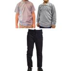 Mavimoure Unisex Çocuk Ribana Bel Keten Okul Pantolonu + Polo Yaka Kısa ve Uzun Kol T-Shirt - Gri - Siyah - 8 Yaş