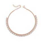 Mavio Gurmet Zincirli Kare Zirkon Taşlı Rose Gold Gümüş Halhal