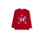 Mavipink Kız Çocuk Kırmızı Renk %100 Pamuk Ayakkabı Baskılı Uzun Kol Tshirt