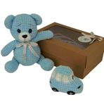 Maviş Ayıcık Ve Arabası Amigurumi Organik Oyuncak Hediye Seti