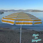 mavisudünyası Plaj Şemsiyesi (Pamuk Kumaş) Sarı Renk Deniz, Balkon, Bahçe (Bidonsuz) 2 Metre, 10 Telli