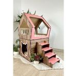 Mavitrend Ahsap Buyuk Kedi Evi Xxl Acik Terasli Model 5 Kg Ustu Kediler Icin Kahve- Pembe Renk