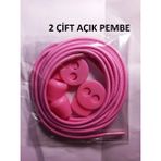 Mawrond 2 ÇİFT- Açık Pembe, Yuvarlak, Akıllı, Kilitle, Tak-Bırak, Elastik Bot, Spor Ayakkabı Bağcığı, 100 cm