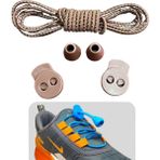 Mawrond Yuvarlak, Akıllı, Kilitle, Tak-Bırak, Elastik Bot, Spor Ayakkabı Bağcığı, 100 Cm, 1 Çift - Kahve - Bej