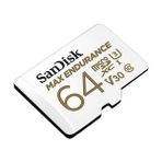 Max Endurance Microsdhc 64GB Sd Adapter For Home Security Cameras & Dashcams, Up To 30,000 Hours, Full Hd / 4K Videos, Extreme Endurance, Up To 100/40 Mb/s Read/write Speeds, C10, U3, V30