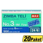 MAX No 24/6 Beyaz 20'li Zımba Teli
