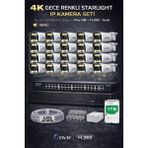 Maxcam 16 Kameralı 4K 1440P Full Hd Sesli Poe Ip Kamera Sistemi – Gece Renkli Ultra Hd Güvenlik Seti