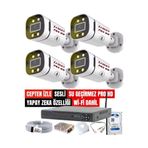 maxcam 4 Lü SESLİ Gece Renkli Görüş PRO HD Güvenlik Kamera Seti Su Geçirmez Güvenlik Kamerası Sistemi
