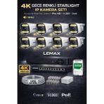 Maxcam 8 Kameralı 4K 1440P Full Hd Sesli Poe Ip Kamera Sistemi – Gece Renkli Ultra Hd Güvenlik Seti