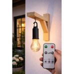 maxcam Ahşap Saksı Duvar Askısı Dahil Solar Kumandalı LED Ampul - Güneş Enerjili Ampul Lamba