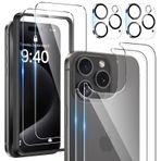 Maxdara [6'sı 1 arada] iPhone 15 Pro Max Ekran Koruyucu (6,7 inç), iPhone 15 Pro Max Arka Ekran Koruyucu ve Kamera Lens Koruyuculu Ön Ekran Koruyucu [2+2+2 Paket], 9H Sertlik, Ultra HD
