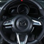 MAXDOOL Mazda 3 6 CX-3 CX-5 CX-9 İç Aksesuarlar için Kırmızı Direksiyon Kapağı Çıkartması Pullu Çerçeve Trim (Karbon Fiber)