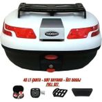 Maxem Motosiklet Arka Çanta 45 Litre Sırt Dayama ve Üst Tabla Full Set Beyaz - Standart