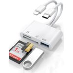 Maxgo 3113 Type-C Lightning USB Otg Tf Sd Micro Kart Okuyucu Çevirici Dönüştürücü Adaptör - Beyaz