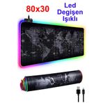 Maxgo 3126 Dünya Desenli Rgb Mouse Pad Led Değişen Ledli Gaming Mousepad 80x30 Işıklı Su Geçirmez
